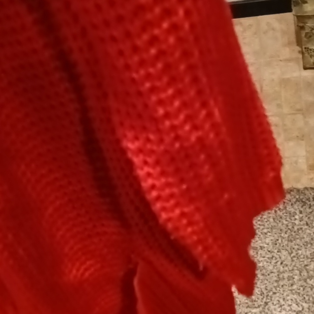 KIM ROGERS red braided waffled cardigan with saggy pockets Size XL - Picture 4 of 13